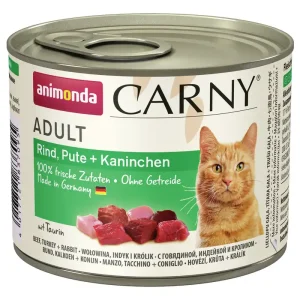 Abverkauf Sparpaket 24 x 200 g Animonda Carny Adult Rind, Pute + Kaninchen Katzen Nassfutter